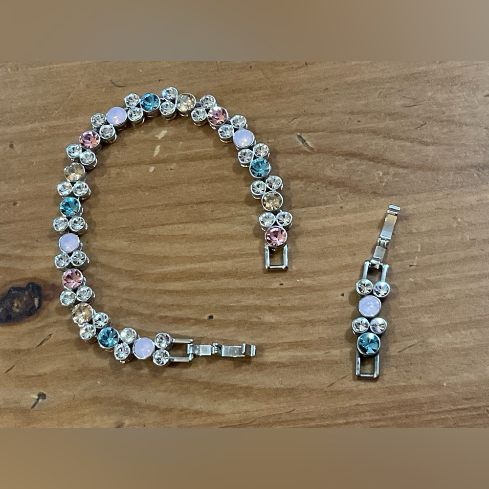 Via Mazzini Swarovski multi colored genuine crystal silver costume bracelet
